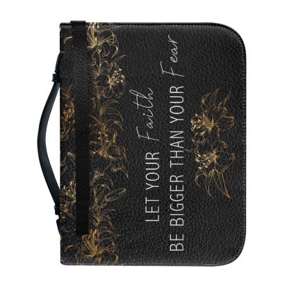 Custom Leather Bible Cover for Women - Engraved "Let Your Faith Be Bigger Than Your Fear" | Bold Typography & Modern Edge