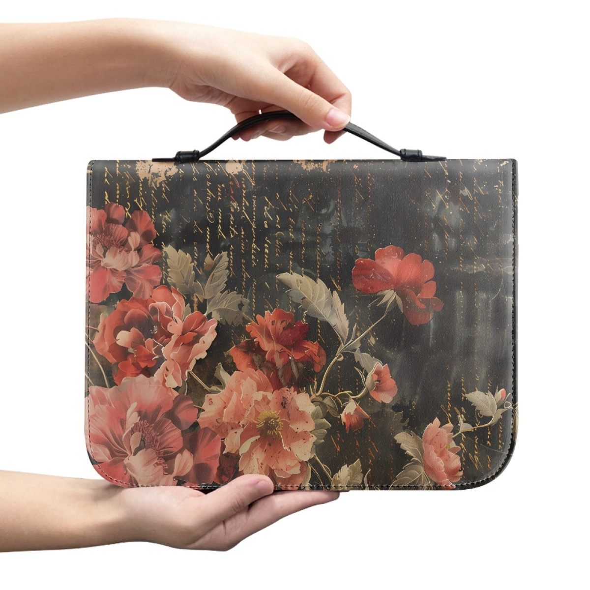 Custom Leather Bible Cover for Women - Embossed Rose & Cross Design | Timeless Faith & Elegance