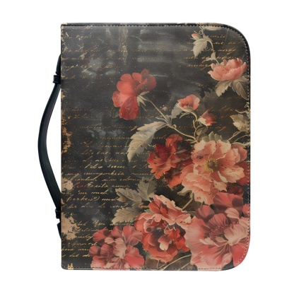 Custom Leather Bible Cover for Women - Embossed Rose & Cross Design | Timeless Faith & Elegance