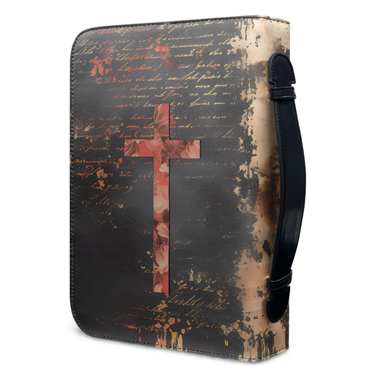 Custom Leather Bible Cover for Women - Embossed Rose & Cross Design | Timeless Faith & Elegance