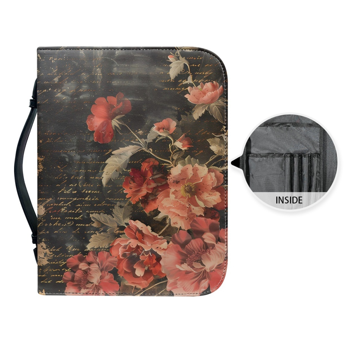 Custom Leather Bible Cover for Women - Embossed Rose & Cross Design | Timeless Faith & Elegance