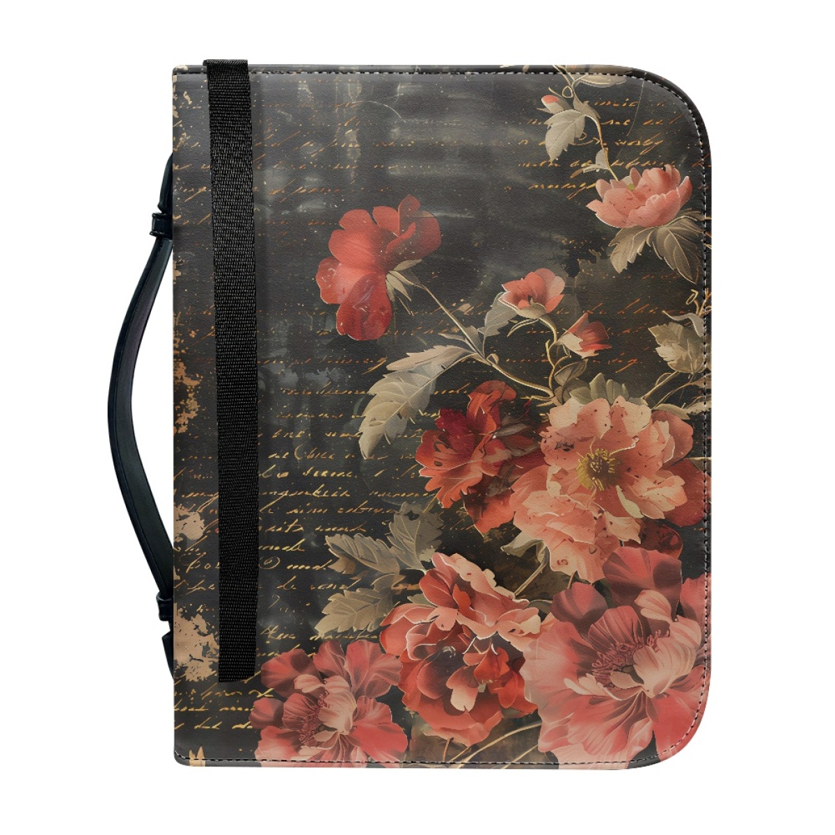 Custom Leather Bible Cover for Women - Embossed Rose & Cross Design | Timeless Faith & Elegance