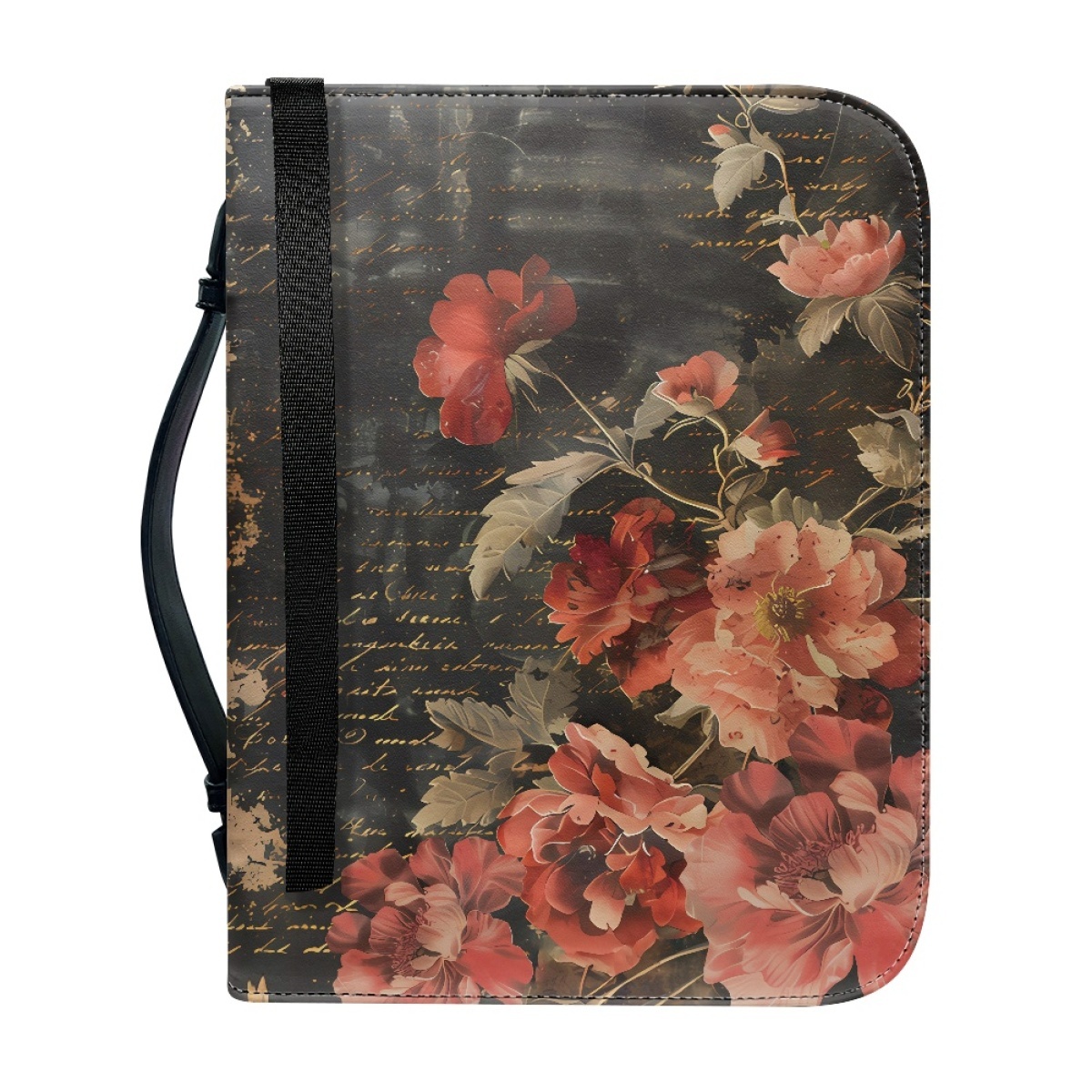 Custom Leather Bible Cover for Women - Embossed Rose & Cross Design | Timeless Faith & Elegance