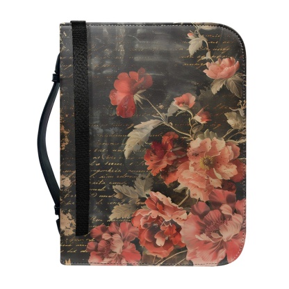 Custom Leather Bible Cover for Women - Embossed Rose & Cross Design | Timeless Faith & Elegance