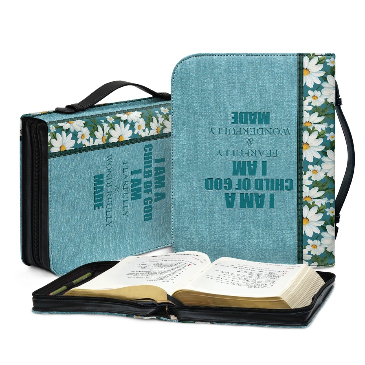 Custom Leather Bible Cover for Women - Engraved "I Am a Child of God" | Soft Pastel Design & Divine Assurance 