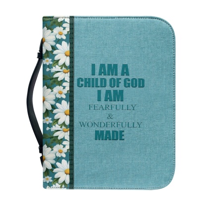 Custom Leather Bible Cover for Women - Engraved "I Am a Child of God" | Soft Pastel Design & Divine Assurance 