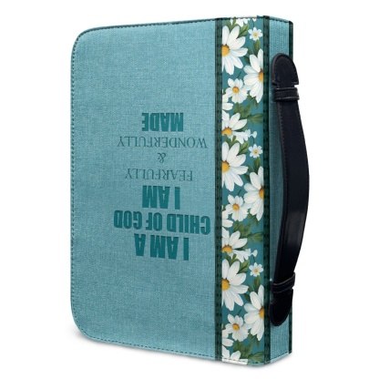 Custom Leather Bible Cover for Women - Engraved "I Am a Child of God" | Soft Pastel Design & Divine Assurance 