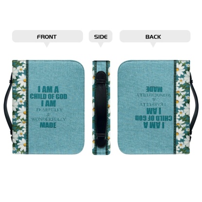 Custom Leather Bible Cover for Women - Engraved "I Am a Child of God" | Soft Pastel Design & Divine Assurance 