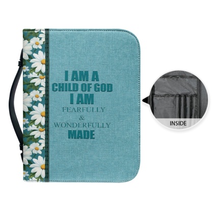 Custom Leather Bible Cover for Women - Engraved "I Am a Child of God" | Soft Pastel Design & Divine Assurance 