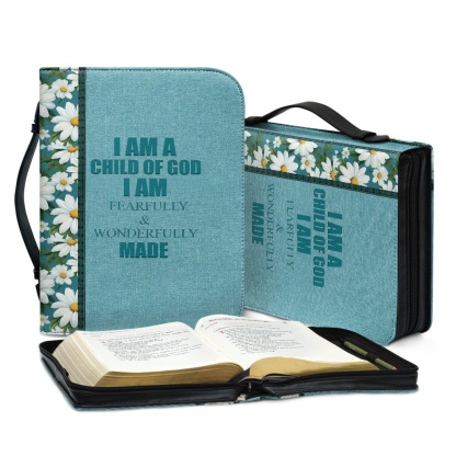 Custom Leather Bible Cover for Women - Engraved "I Am a Child of God" | Soft Pastel Design & Divine Assurance 
