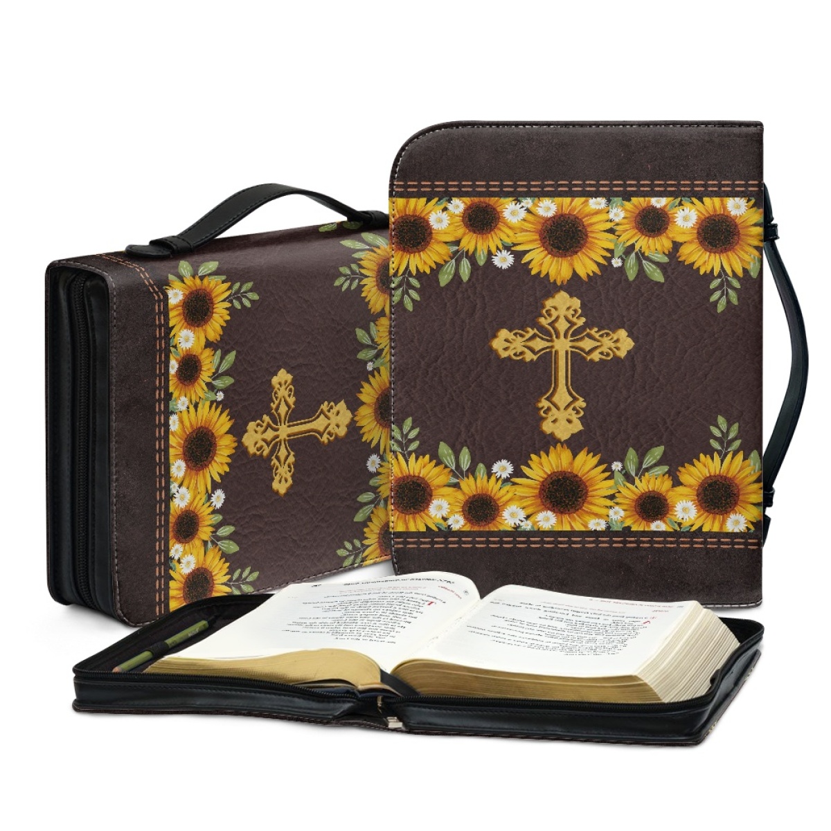 Personalized Leather Bible Cover for Women - Engraved "The Lord Is My Strength and My Shield" (Psalm 28:7)