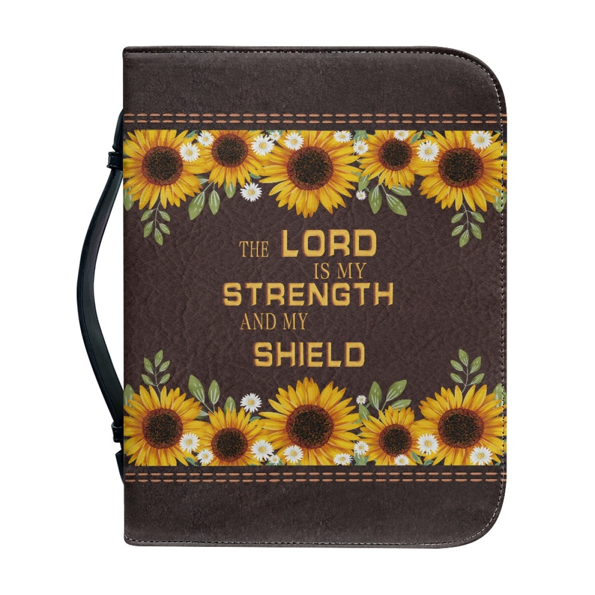 Personalized Leather Bible Cover for Women - Engraved "The Lord Is My Strength and My Shield" (Psalm 28:7)