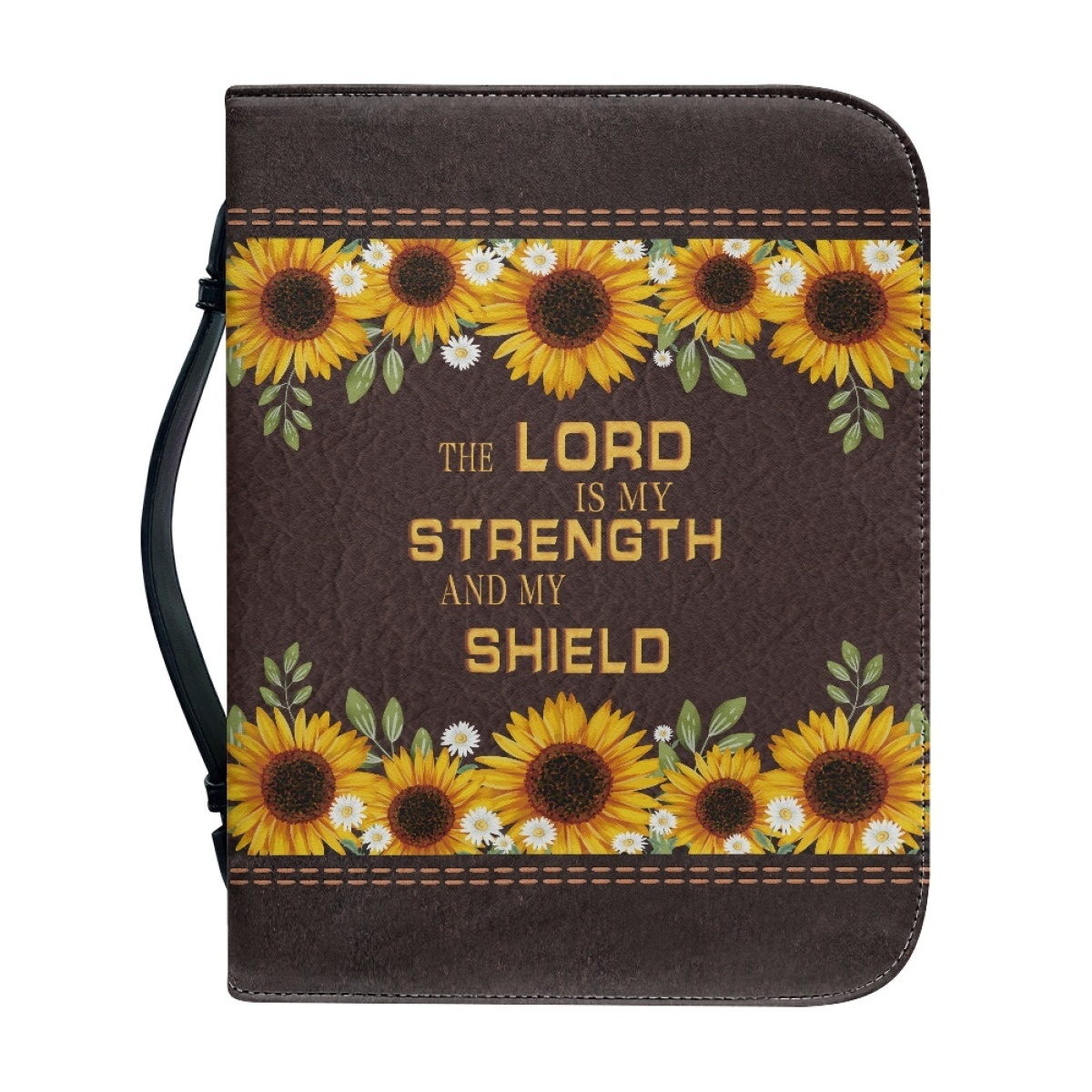 Personalized Leather Bible Cover for Women - Engraved "The Lord Is My Strength and My Shield" (Psalm 28:7)
