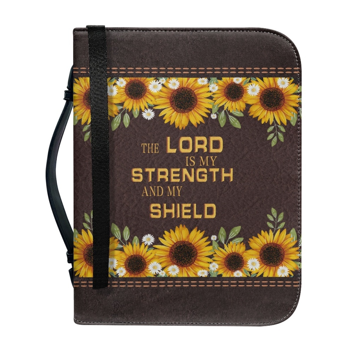 Personalized Leather Bible Cover for Women - Engraved "The Lord Is My Strength and My Shield" (Psalm 28:7)