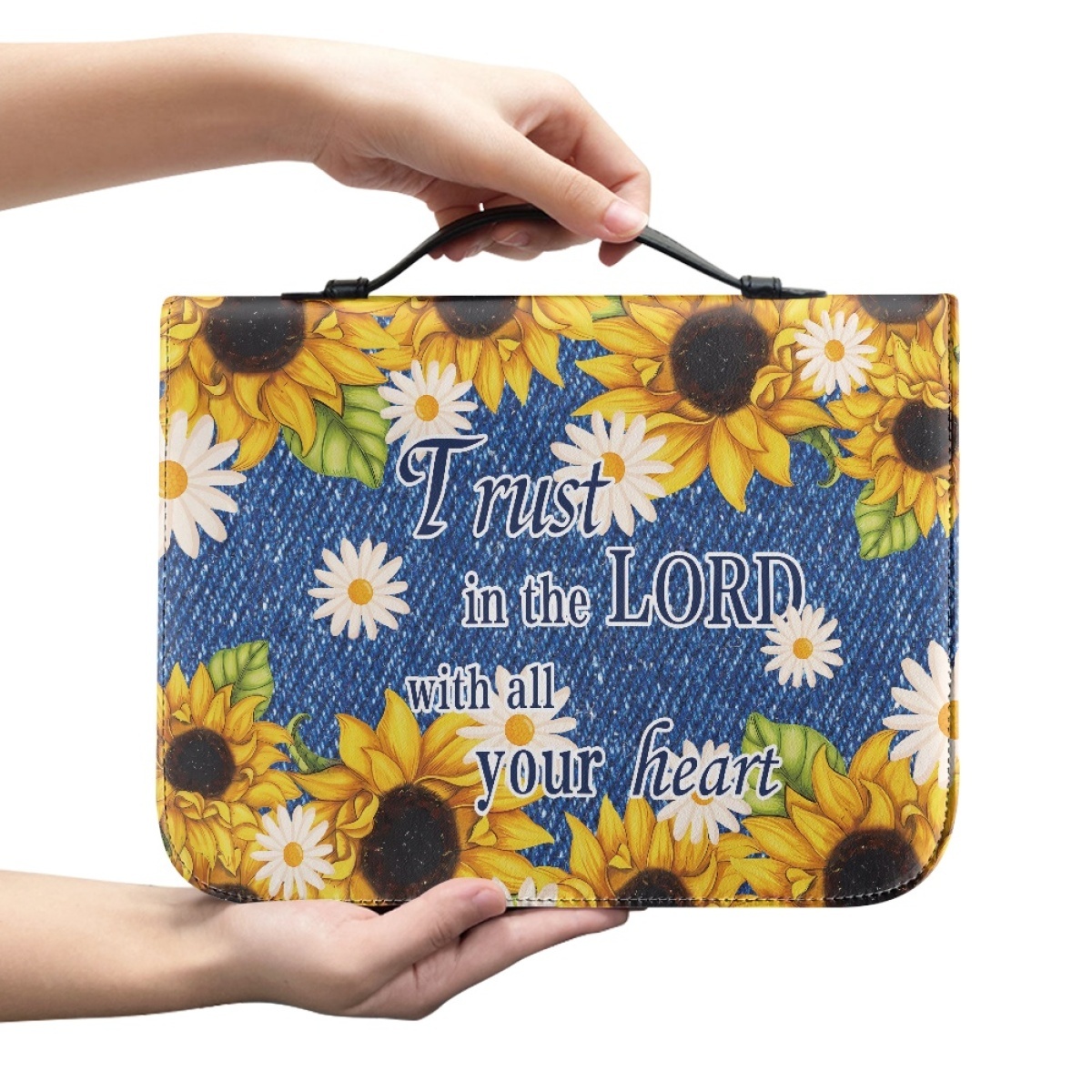 Personalized Leather Bible Cover for Women - Engraved Trust in the Lord with All Your Heart (Proverbs 3:5)