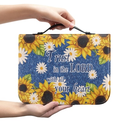 Personalized Leather Bible Cover for Women - Engraved Trust in the Lord with All Your Heart (Proverbs 3:5)