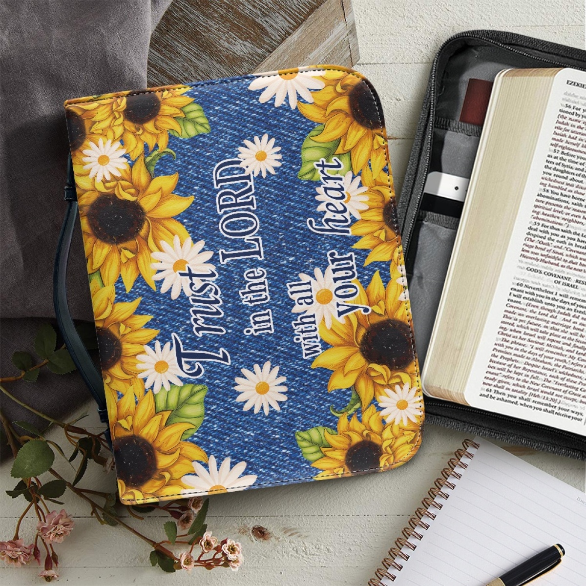 Personalized Leather Bible Cover for Women - Engraved Trust in the Lord with All Your Heart (Proverbs 3:5)