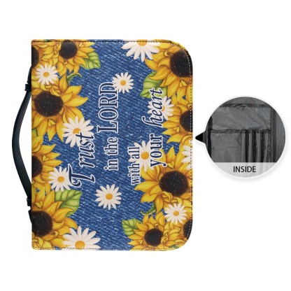 Personalized Leather Bible Cover for Women - Engraved Trust in the Lord with All Your Heart (Proverbs 3:5)