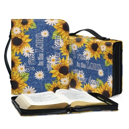 Personalized Leather Bible Cover for Women - Engraved Trust in the Lord with All Your Heart (Proverbs 3:5)
