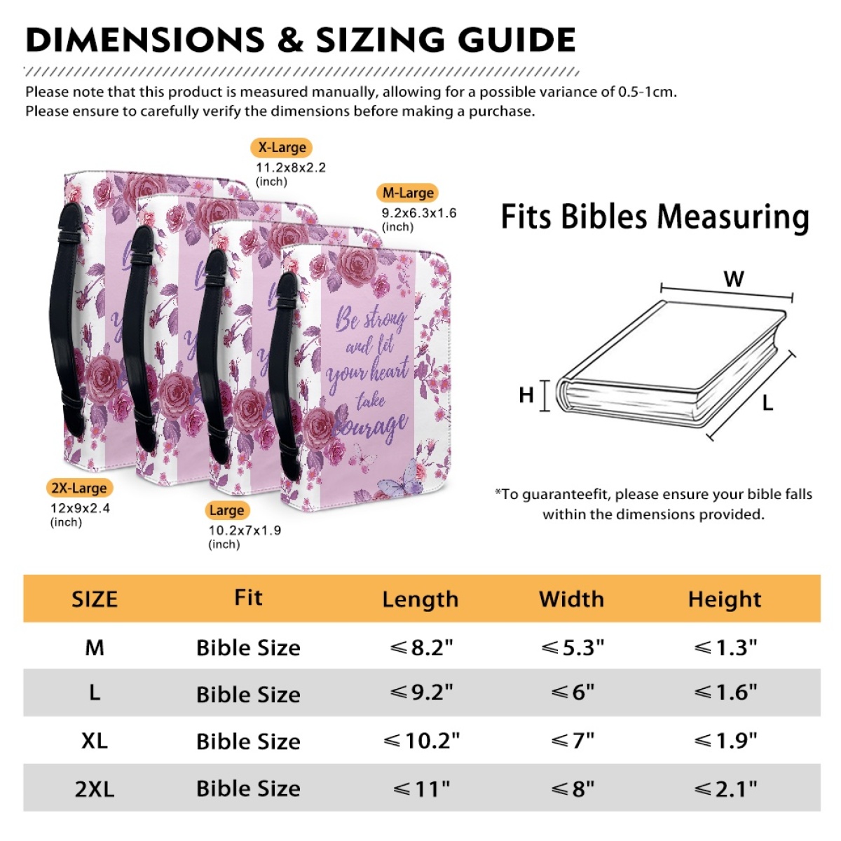 Pink Leather Bible Cover for Women - Engraved "Be Strong and Let Your Heart Take Courage" (Psalm 31:24)