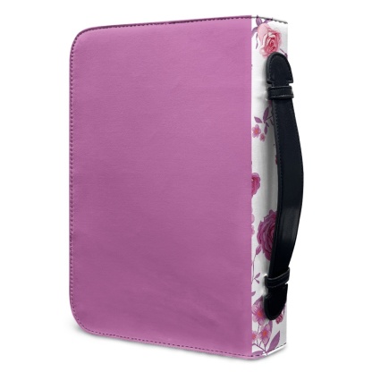 Pink Leather Bible Cover for Women - Engraved "Be Strong and Let Your Heart Take Courage" (Psalm 31:24)