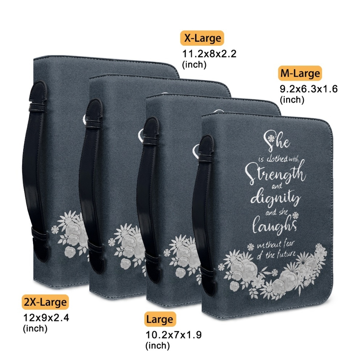 Leather Bible Cover for Women - Engraved She Is Clothed with Strength and Dignity (Proverbs 31:25)