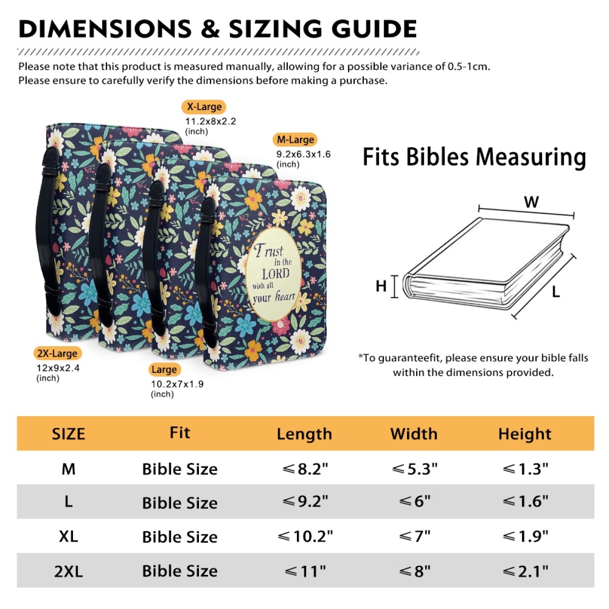 Leather Floral Bible Cover for Women - Engraved Trust in the Lord with All Your Heart (Proverbs 3:5)