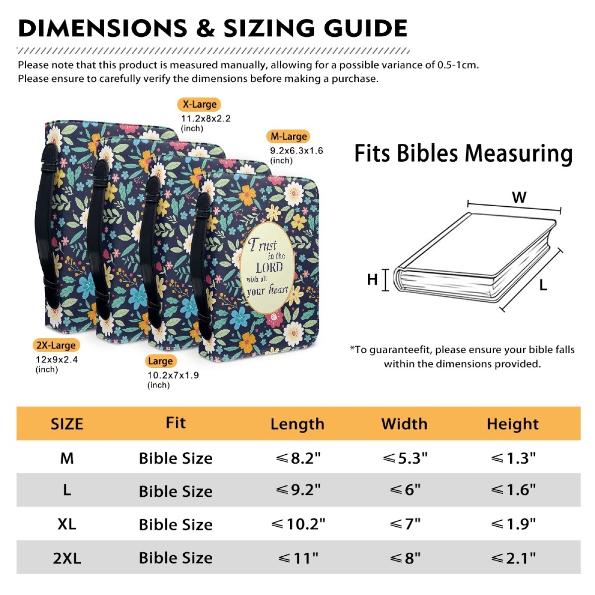 Leather Floral Bible Cover for Women - Engraved Trust in the Lord with All Your Heart (Proverbs 3:5)