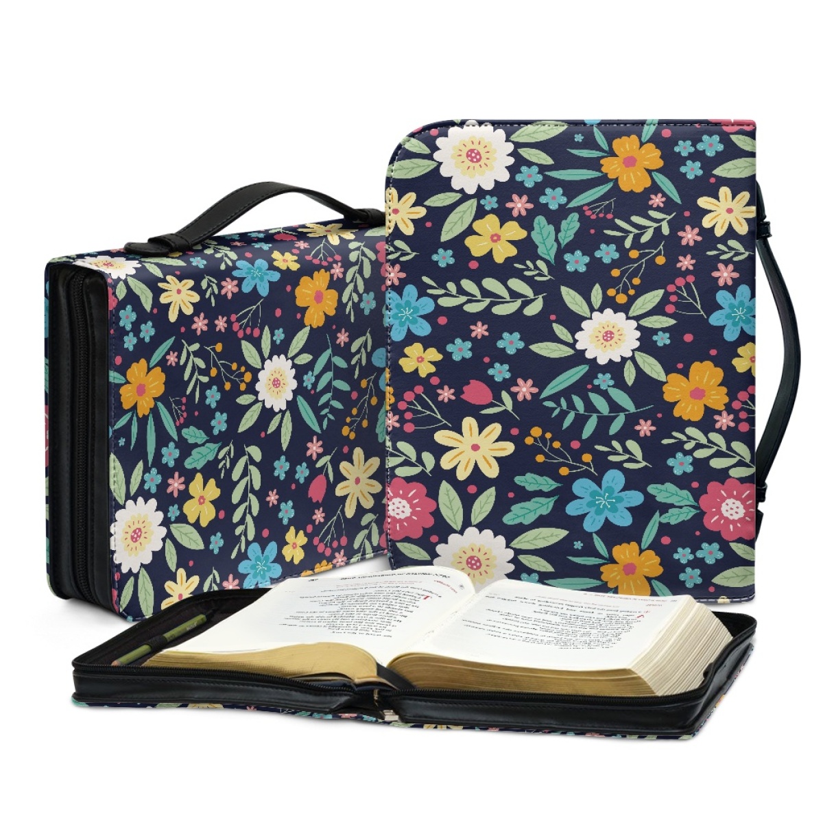 Leather Floral Bible Cover for Women - Engraved Trust in the Lord with All Your Heart (Proverbs 3:5)