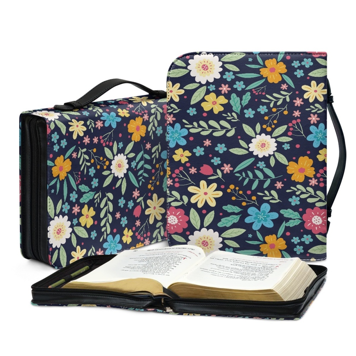 Leather Floral Bible Cover for Women - Engraved Trust in the Lord with All Your Heart (Proverbs 3:5)