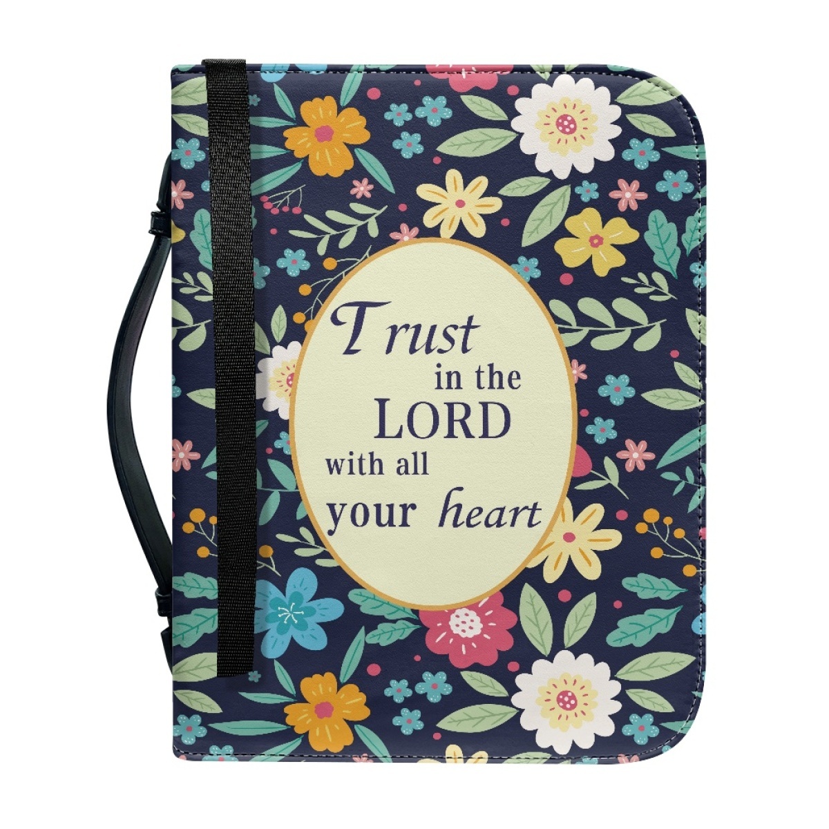 Leather Floral Bible Cover for Women - Engraved Trust in the Lord with All Your Heart (Proverbs 3:5)