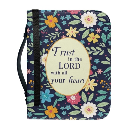 Leather Floral Bible Cover for Women - Engraved Trust in the Lord with All Your Heart (Proverbs 3:5)