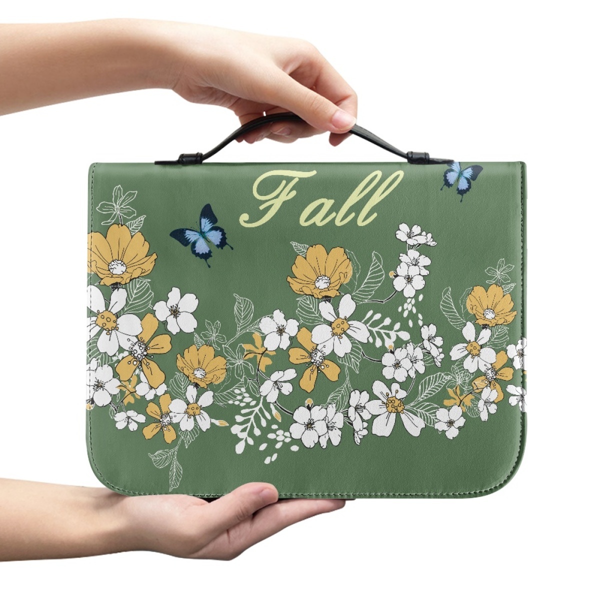 Leather Floral Bible Cover for Women - Engraved God Is Within Her (Psalm 46:5)