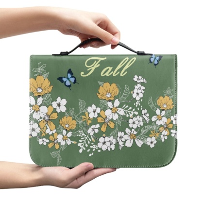 Leather Floral Bible Cover for Women - Engraved God Is Within Her (Psalm 46:5)