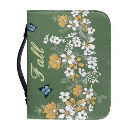 Leather Floral Bible Cover for Women - Engraved God Is Within Her (Psalm 46:5)