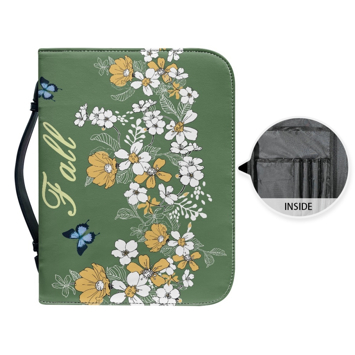 Leather Floral Bible Cover for Women - Engraved God Is Within Her (Psalm 46:5)