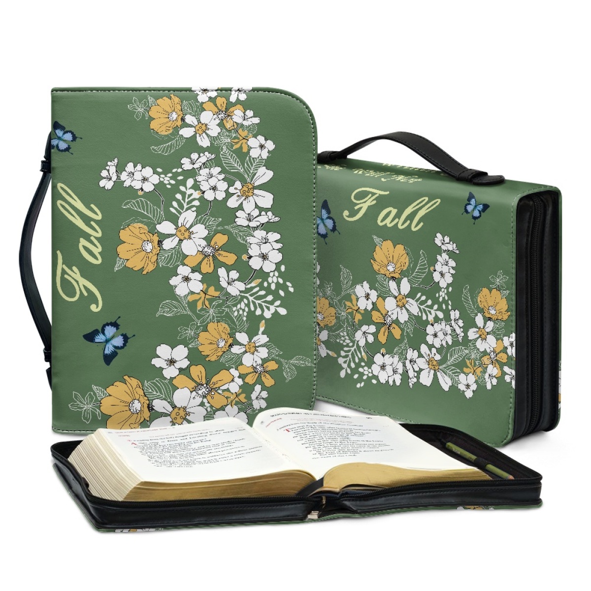 Leather Floral Bible Cover for Women - Engraved God Is Within Her (Psalm 46:5)