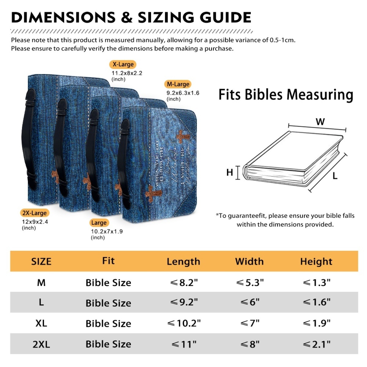 X Large Personalized Bible Cover - Engraved When You Go Through Deep Waters I Will Be with You (Isaiah 43:2)