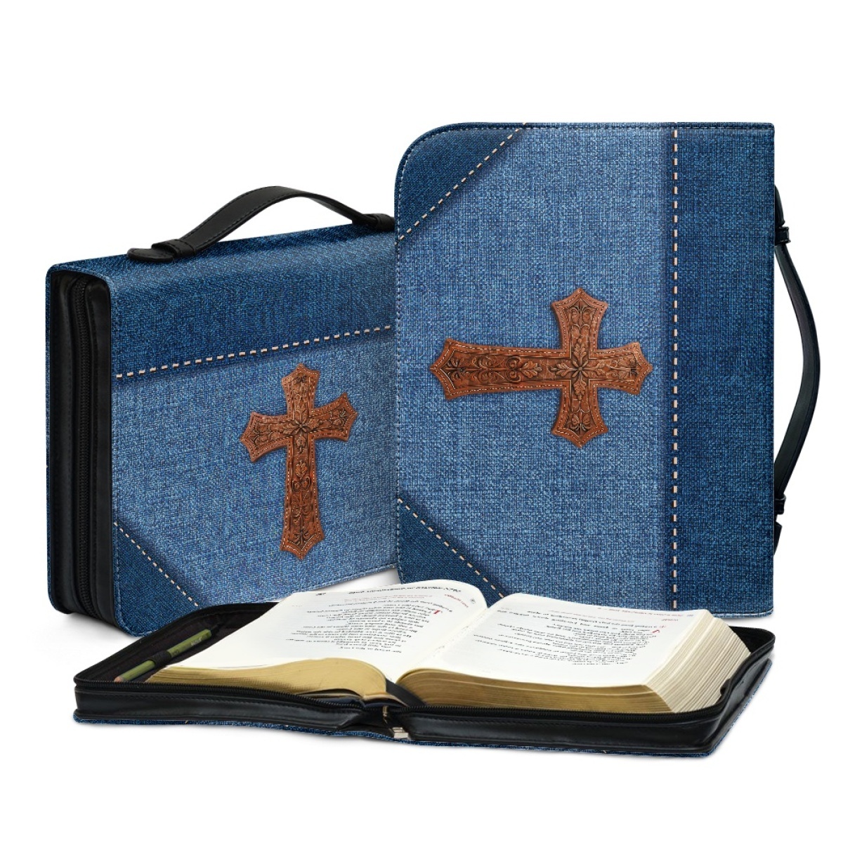 X Large Personalized Bible Cover - Engraved When You Go Through Deep Waters I Will Be with You (Isaiah 43:2)