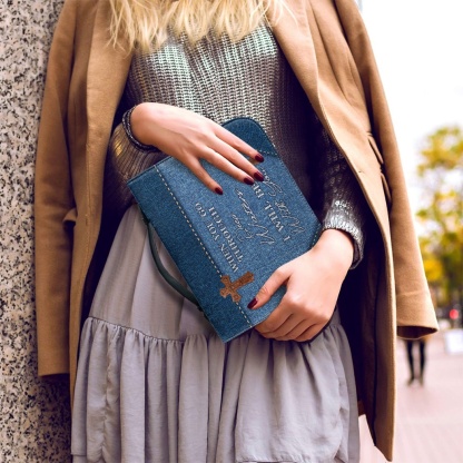 X Large Personalized Bible Cover - Engraved When You Go Through Deep Waters I Will Be with You (Isaiah 43:2)