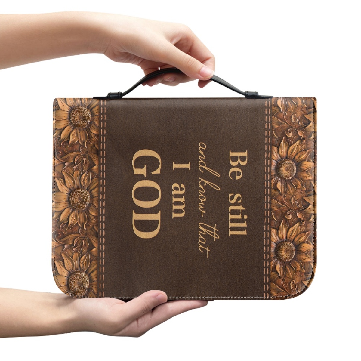 Large Personalized Bible Cover - Engraved Be Still and Know That I Am God (Psalm 46:10)