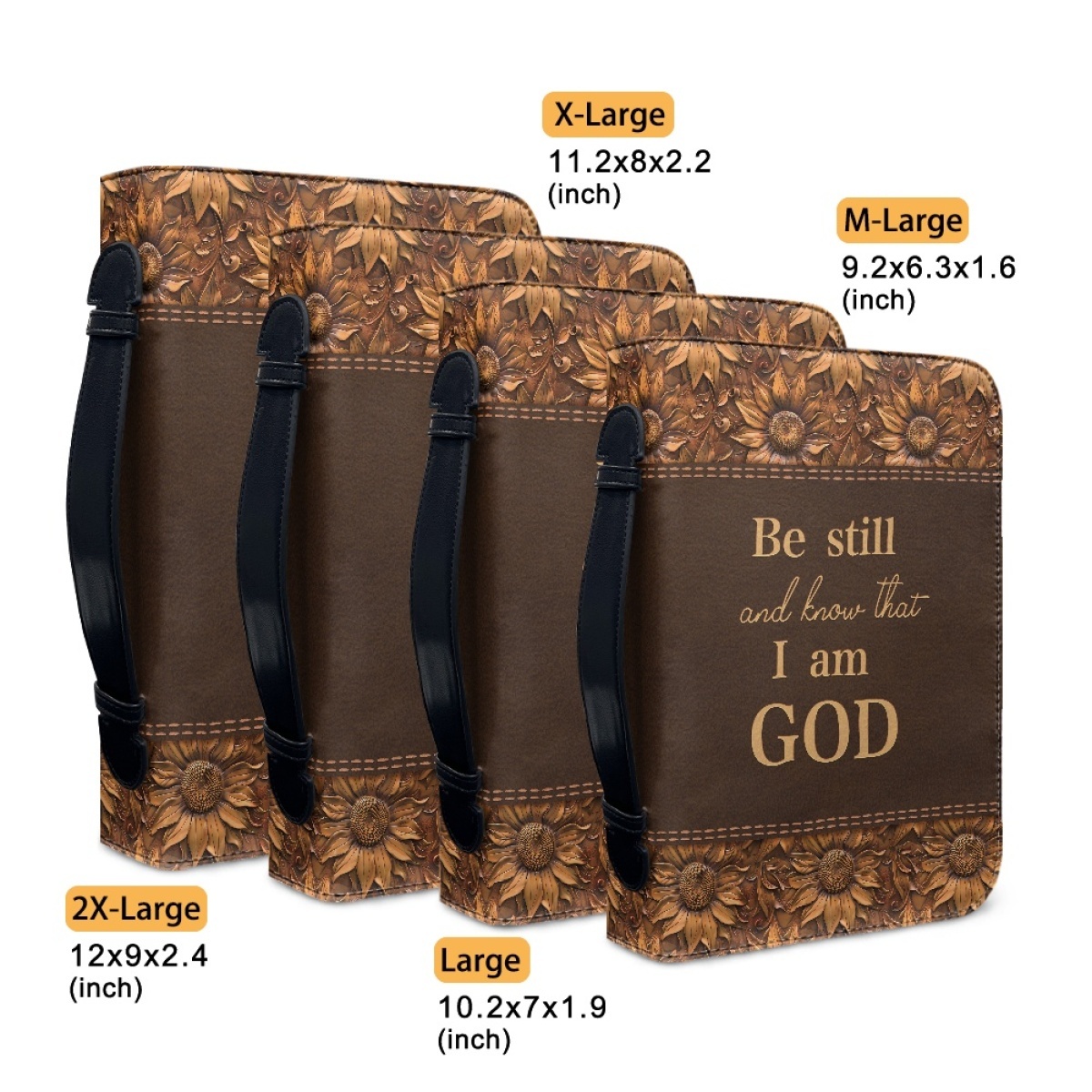 Large Personalized Bible Cover - Engraved Be Still and Know That I Am God (Psalm 46:10)