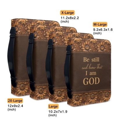 Large Personalized Bible Cover - Engraved Be Still and Know That I Am God (Psalm 46:10)