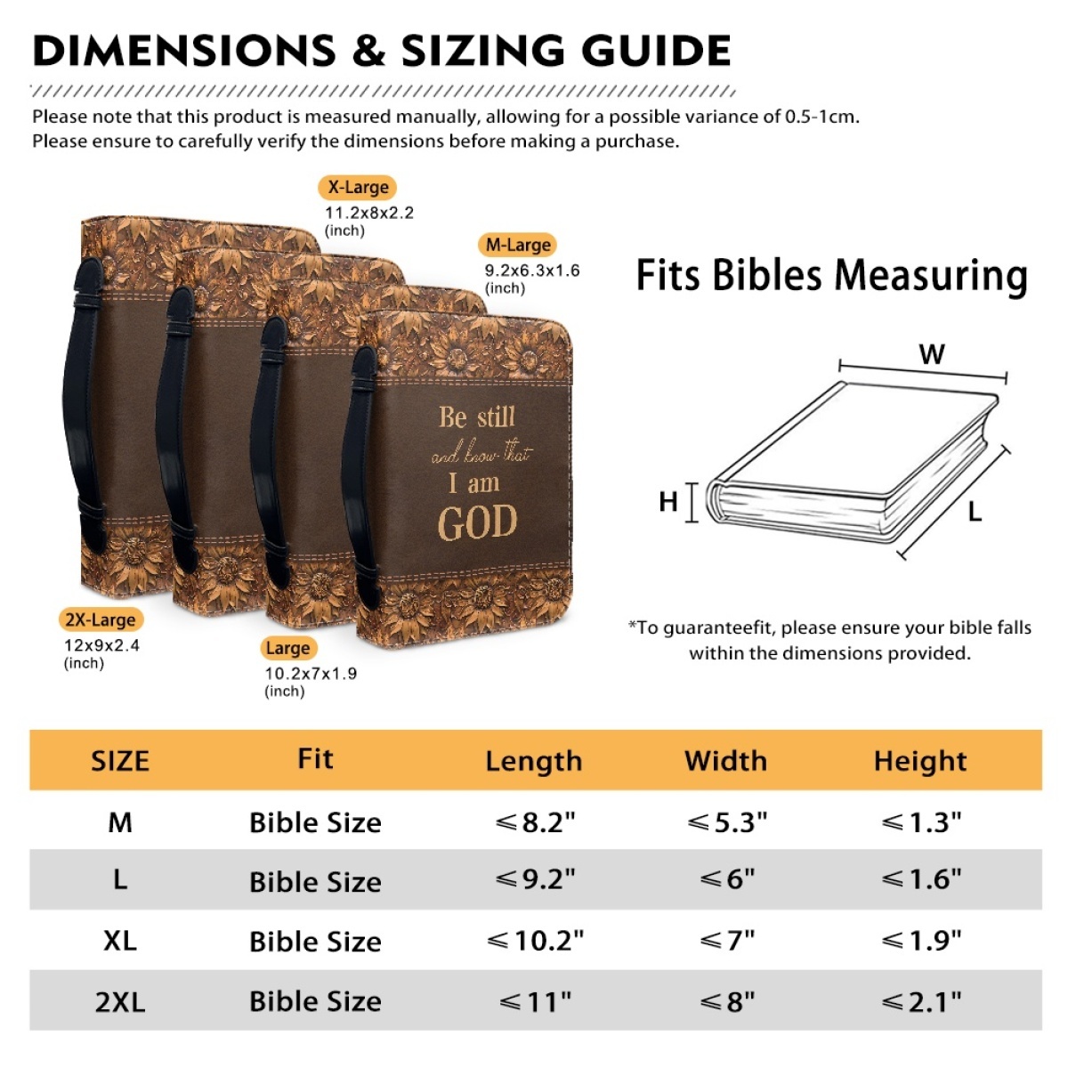 Large Personalized Bible Cover - Engraved Be Still and Know That I Am God (Psalm 46:10)