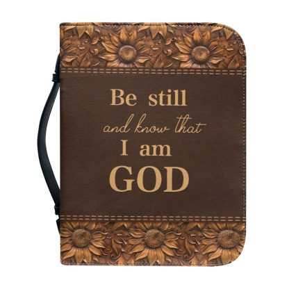 Large Personalized Bible Cover - Engraved Be Still and Know That I Am God (Psalm 46:10)