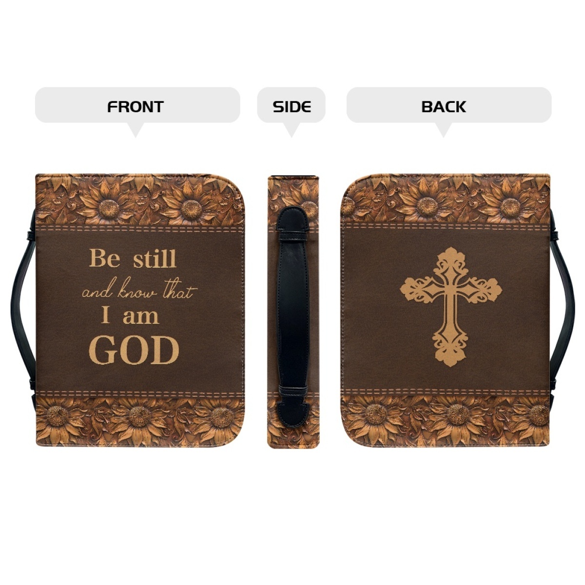 Large Personalized Bible Cover - Engraved Be Still and Know That I Am God (Psalm 46:10)