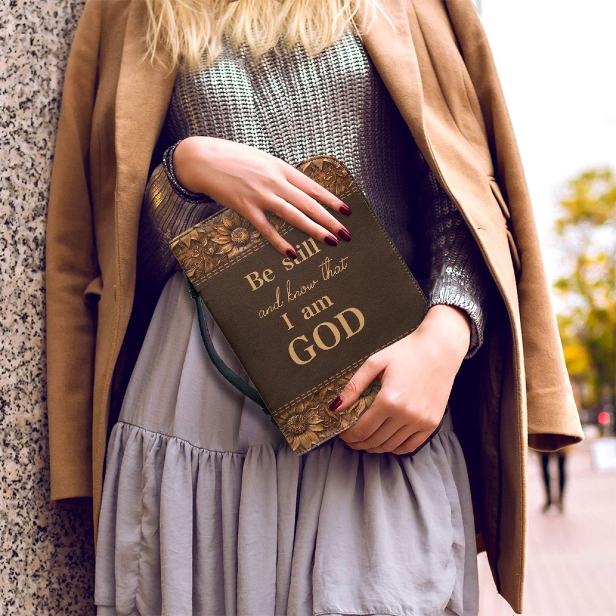 Large Personalized Bible Cover - Engraved Be Still and Know That I Am God (Psalm 46:10)