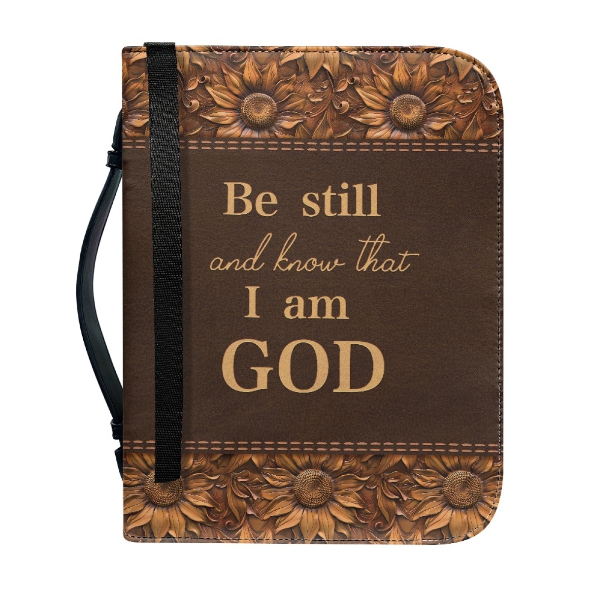 Large Personalized Bible Cover - Engraved Be Still and Know That I Am God (Psalm 46:10)