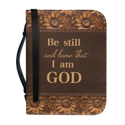 Large Personalized Bible Cover - Engraved Be Still and Know That I Am God (Psalm 46:10)