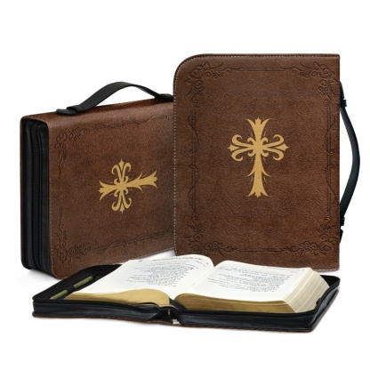 Standard & Medium Bible Cover - Engraved When You Go Through Deep Waters I Will Be with You (Isaiah 43:2) 